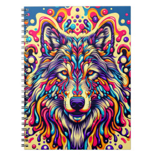 Luminous Guardian Wolf – Psychedelic Tribal Notebook