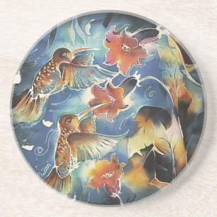 Luminous Hummingbirds and Flowers Coaster
