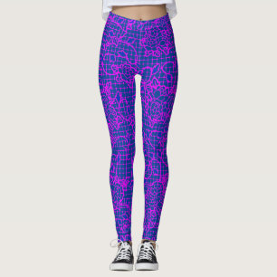 Luminous indigo Flowers on Net.01.b Blue BG Leggings