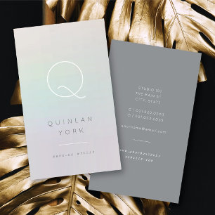 Luminous Iridescent Monogram Modern Minimalist Business Card