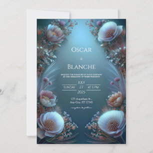 Luminous Ivory Bloom Ethereal Botanical Wedding Invitation