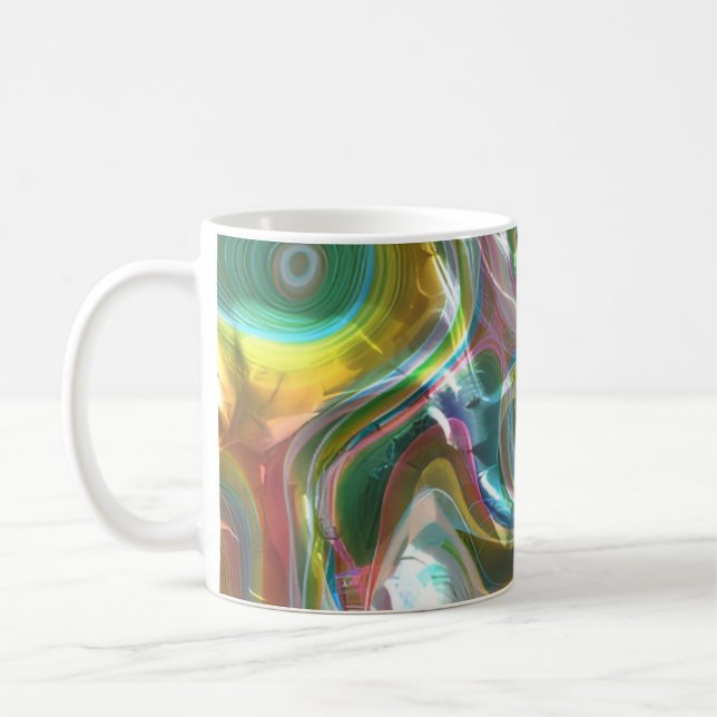 Luminous Liquid Glass Dreams Coffee Mug (Left)