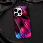 Luminous Liquid Metal Monochrome Pink w/ Name Case-Mate iPhone 14 Pro Case<br><div class="desc">This beautiful phone case features a fuchsia and blue liquid metal background with modern customisable text. You can personalise it with your own name or monogram. This device case makes a wonderful birthday gift for anyone or even a stocking stuffer for the holidays.</div>