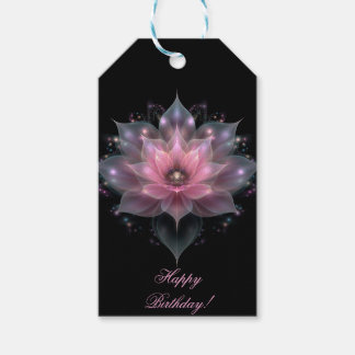 Luminous Lotus Flower - Light Pink Happy Birthday  Gift Tags