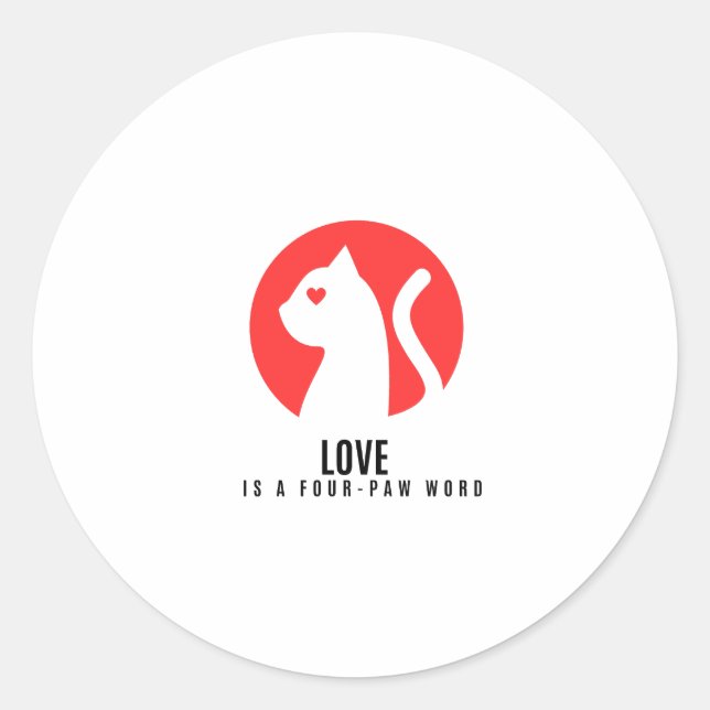 Luminous Love Cat Silhouette Classic Round Sticker (Front)