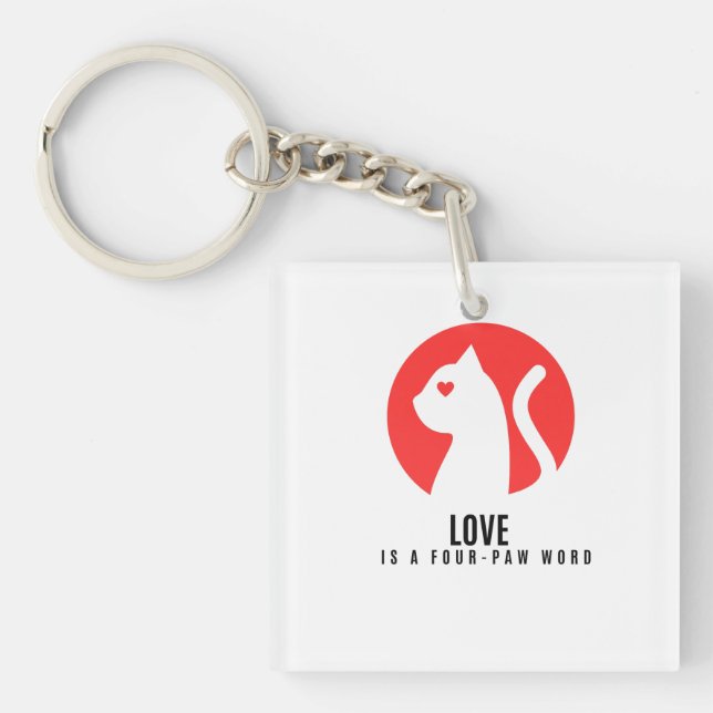 Luminous Love Cat Silhouette Key Ring (Front)