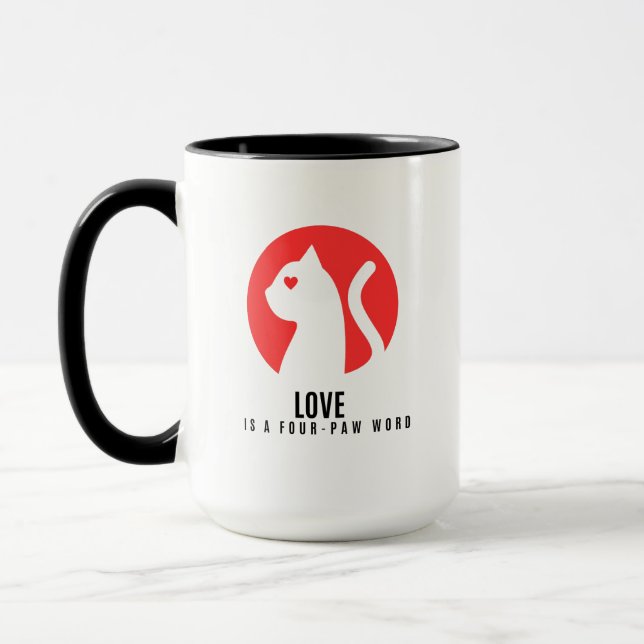 Luminous Love Cat Silhouette Mug (Left)