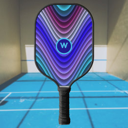 Luminous Magenta Blue Purple Monogram Swirls Pickleball Paddle