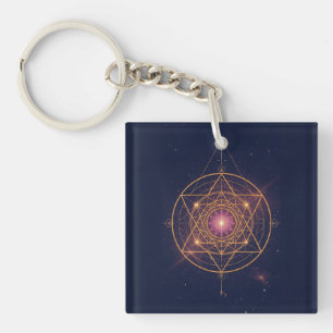 Luminous Mandala of Golden Harmony Key Ring
