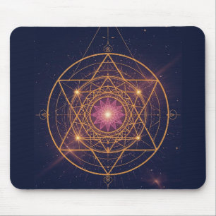 Luminous Mandala of Golden Harmony Mouse Mat