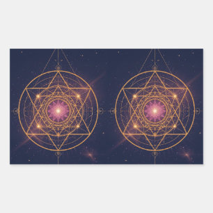Luminous Mandala of Golden Harmony Rectangular Sticker
