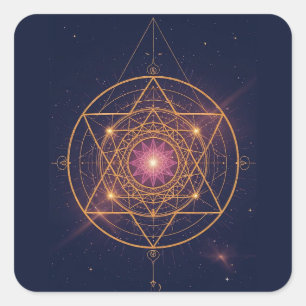 Luminous Mandala of Golden Harmony Square Sticker