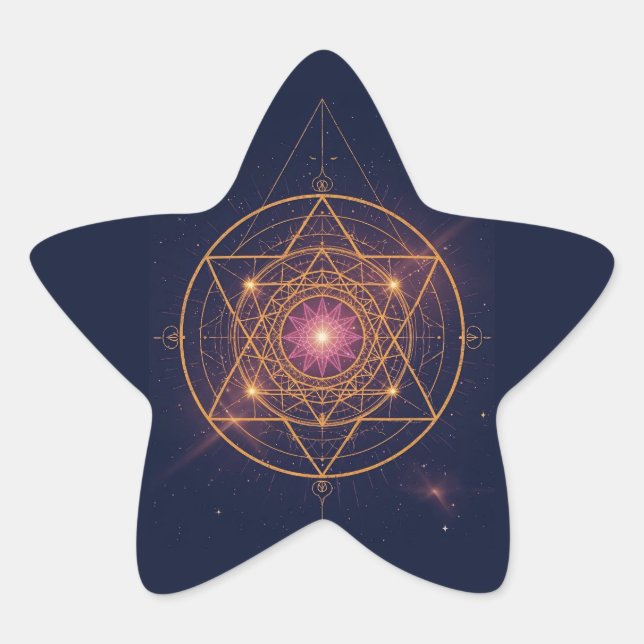 Luminous Mandala of Golden Harmony Star Sticker (Front)