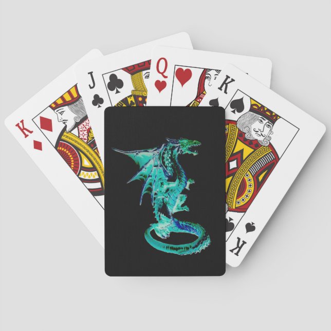 Luminous Marine Serpent Striking Artwork  Playing Cards (Back)