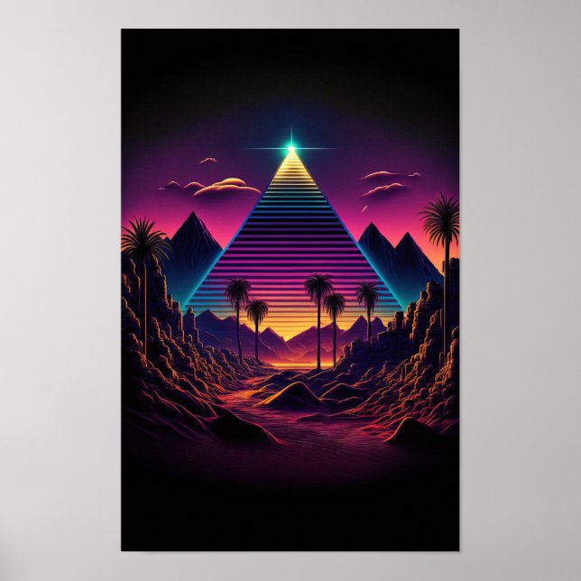 Luminous Monolith: A Retrowave Pyramid Poster (Front)