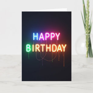 Luminous Neon Glow Birthday Card
