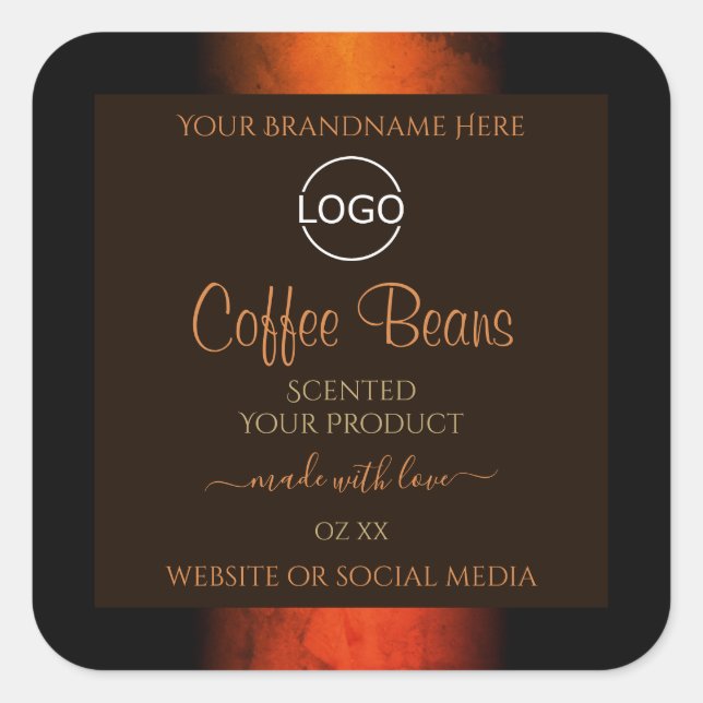 Luminous Orange Brown Marble Product Labels Logo (Front)