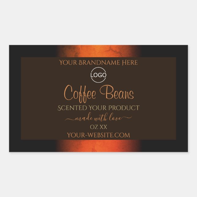 Luminous Orange Brown Marble Product Labels Logo (Front)