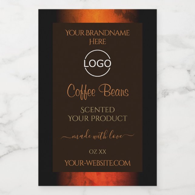 Luminous Orange Brown Marble Product Labels Logo (Single Label)