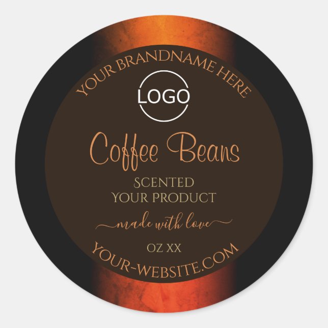 Luminous Orange Brown Marble Product Labels Logo (Front)