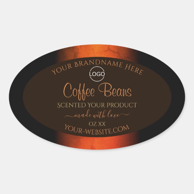 Luminous Orange Brown Marble Product Labels Logo (Front)