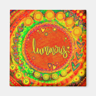 Luminous Orange Floral Heart Modern Inspirivity Magnet