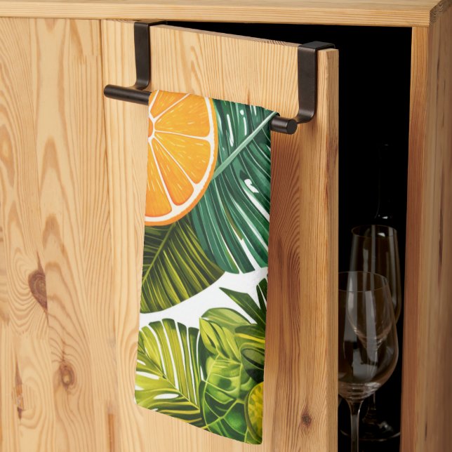 luminous orange garden melody tea towel (Thirds Fold)