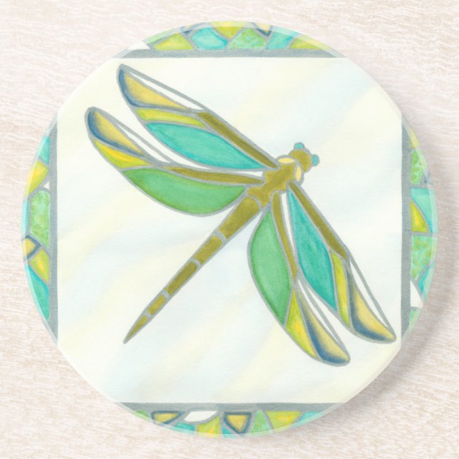 Luminous Pastel Dragonfly by Vanna Lam Coaster (Front)