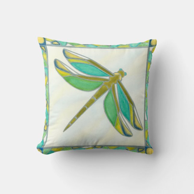 Luminous Pastel Dragonfly by Vanna Lam Cushion (Front)