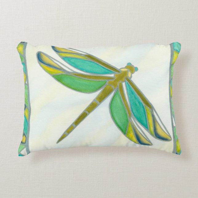 Luminous Pastel Dragonfly by Vanna Lam Decorative Cushion (Front)
