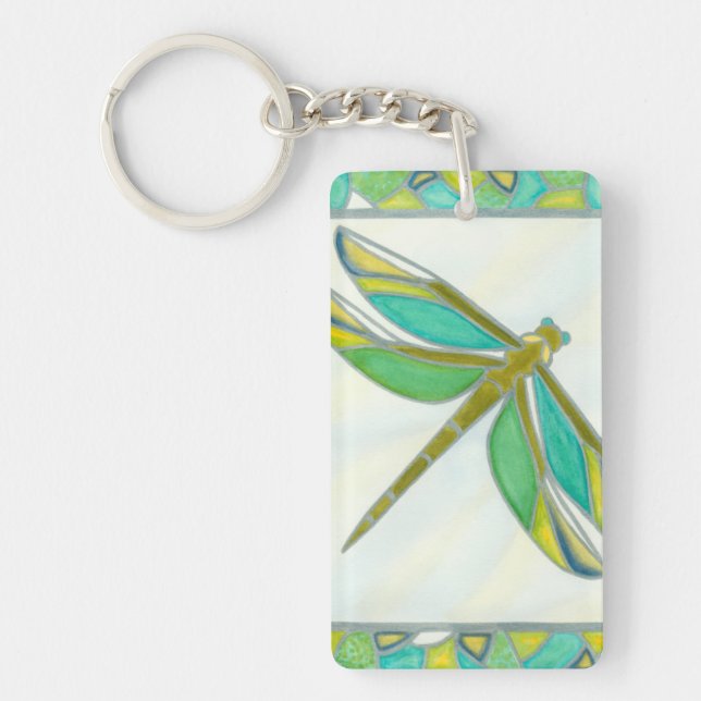 Luminous Pastel Dragonfly by Vanna Lam Key Ring (Front)