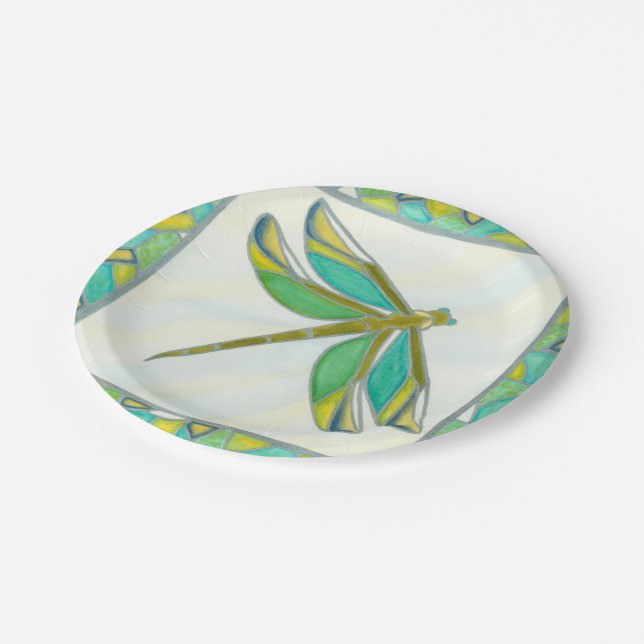 Luminous Pastel Dragonfly by Vanna Lam Paper Plate (Angled)