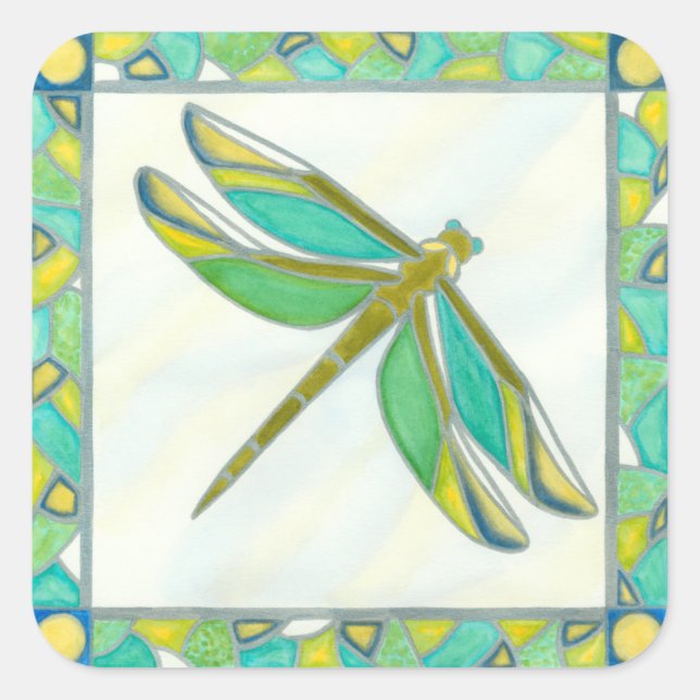Luminous Pastel Dragonfly by Vanna Lam Square Sticker (Front)