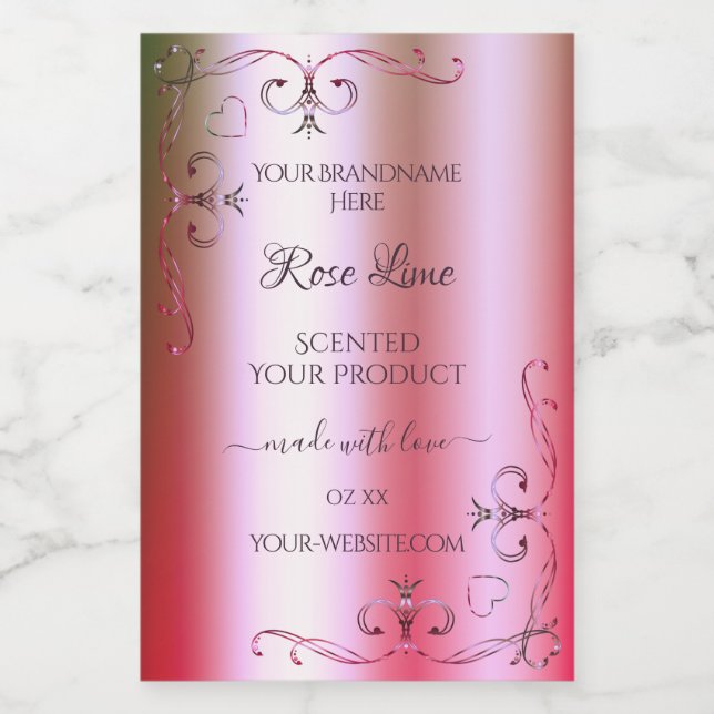 Luminous Pink Green Gradient Ornate Product Labels (Single Label)
