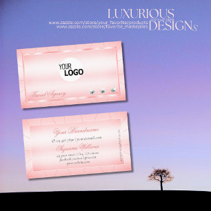 Luminous Pink with Diamonds and Logo Glamourous Business Card