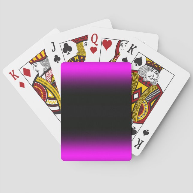Luminous Pinkish Purple and Black Ombre Playing Cards (Back)