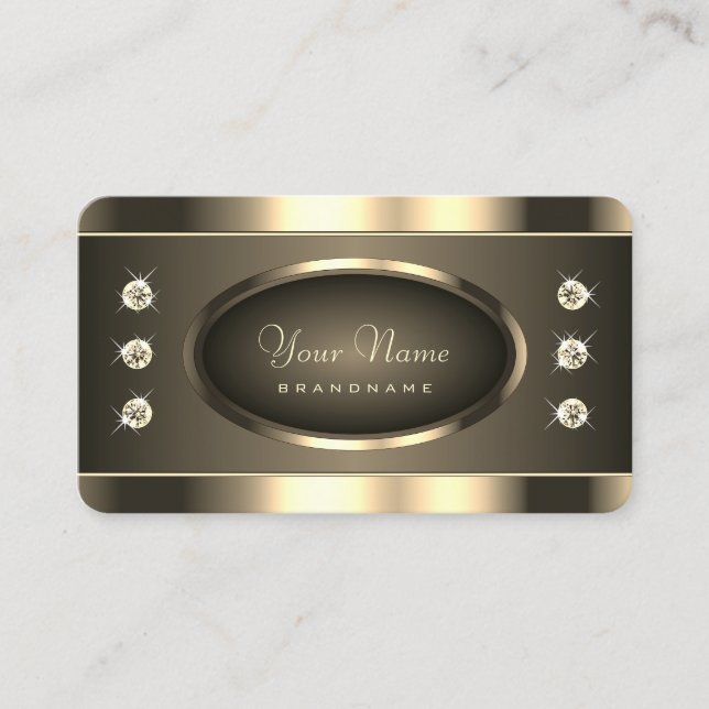 Luminous Platinum Colours with Shimmery Rhinestone Business Card (Front)