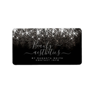 Luminous Platinum Silver Glitter Elegant Beauty  Label