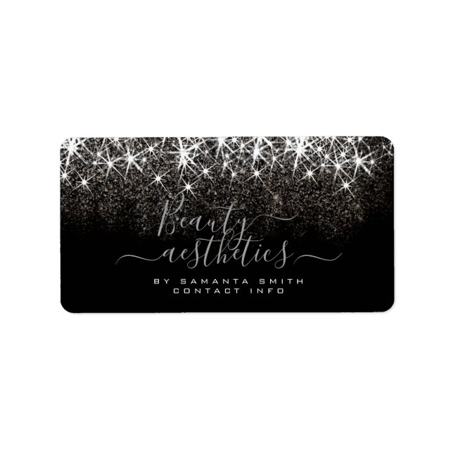 Luminous Platinum Silver Glitter Elegant Beauty  Label (Front)