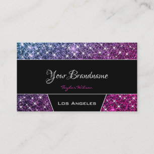 Luminous Purple Glitter Stars Photo Social Media Business Card
