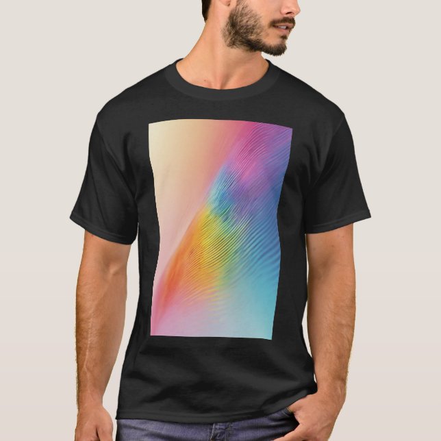 Luminous Rainbow Flow: An Abstract Pastel Wave T-Shirt (Front)