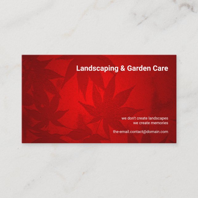 Luminous Red Maple Leaf Landscape Business Card (Front)
