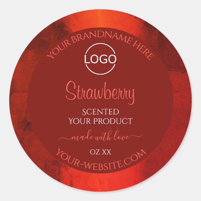 Luminous Red Marble Pattern Product Labels Logo (Front)