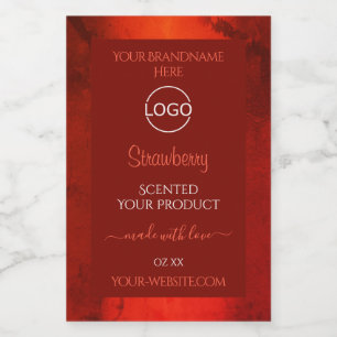 Luminous Red Marble Pattern Product Labels Logo