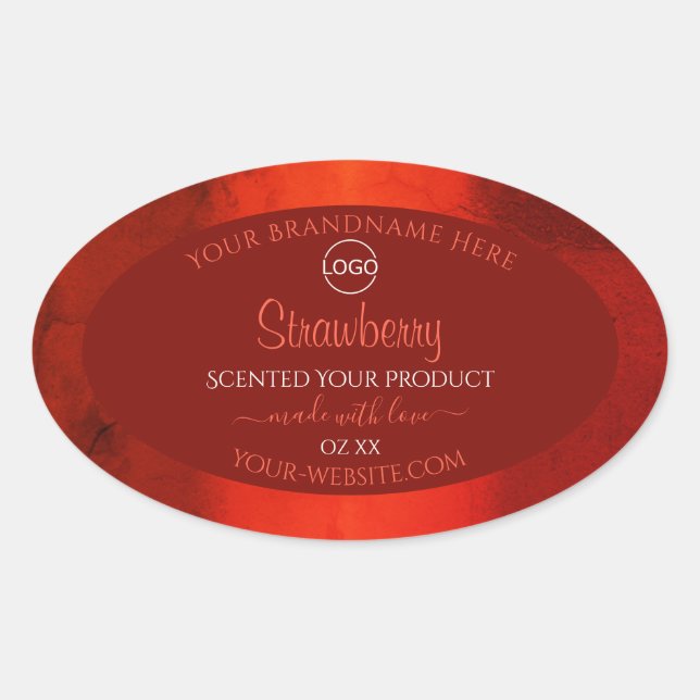 Luminous Red Marble Pattern Product Labels Logo (Front)