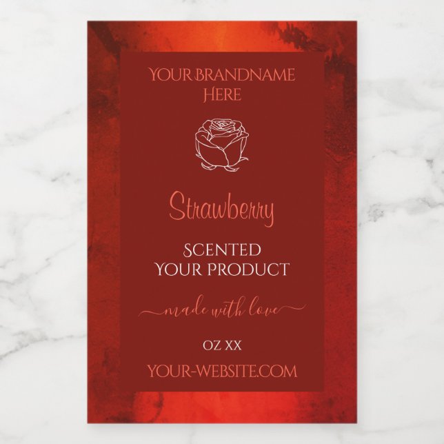 Luminous Red Marble Product Labels Rose Graphic (Single Label)