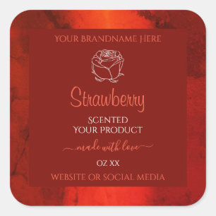 Luminous Red Marble Product Labels Rose Graphic