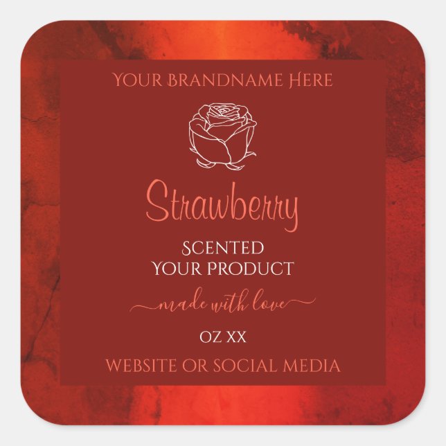 Luminous Red Marble Product Labels Rose Graphic (Front)