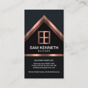Luminous Red Steel Home Roof Builder Construction Business Card