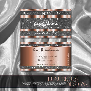 Luminous Rose Gold Silver Glitter Stars Artful Business Card